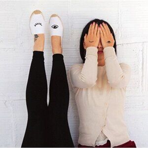 Soludos x Jason Polan Wink Embroidered Smoking Flats Leather Espadrilles